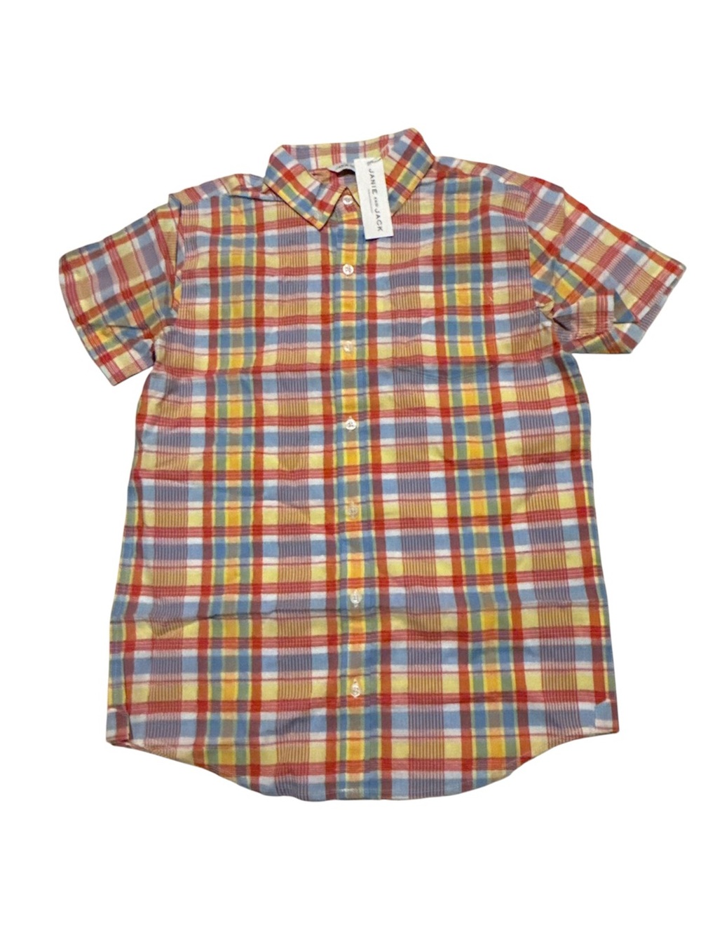 Janie and Jack Multicolor Plaid Short-Sleeve Button-Up Shirt